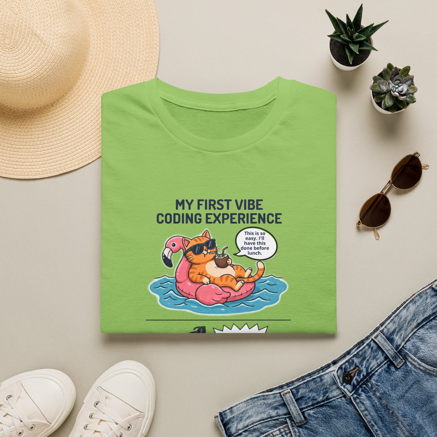 Hilarious Vibe Coder shirt | Cat is Vibe Coding until it's time to Debug | Debugging Nightmare for Vibe Coders | Funny Tech shirt