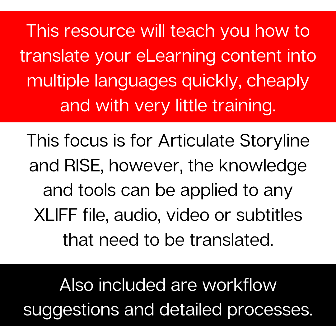 ELearning Resource: Learn to Translate Your Videos Audio Subtitle Articulate Storyline XLIFF Files | Online Translation | Instant Download