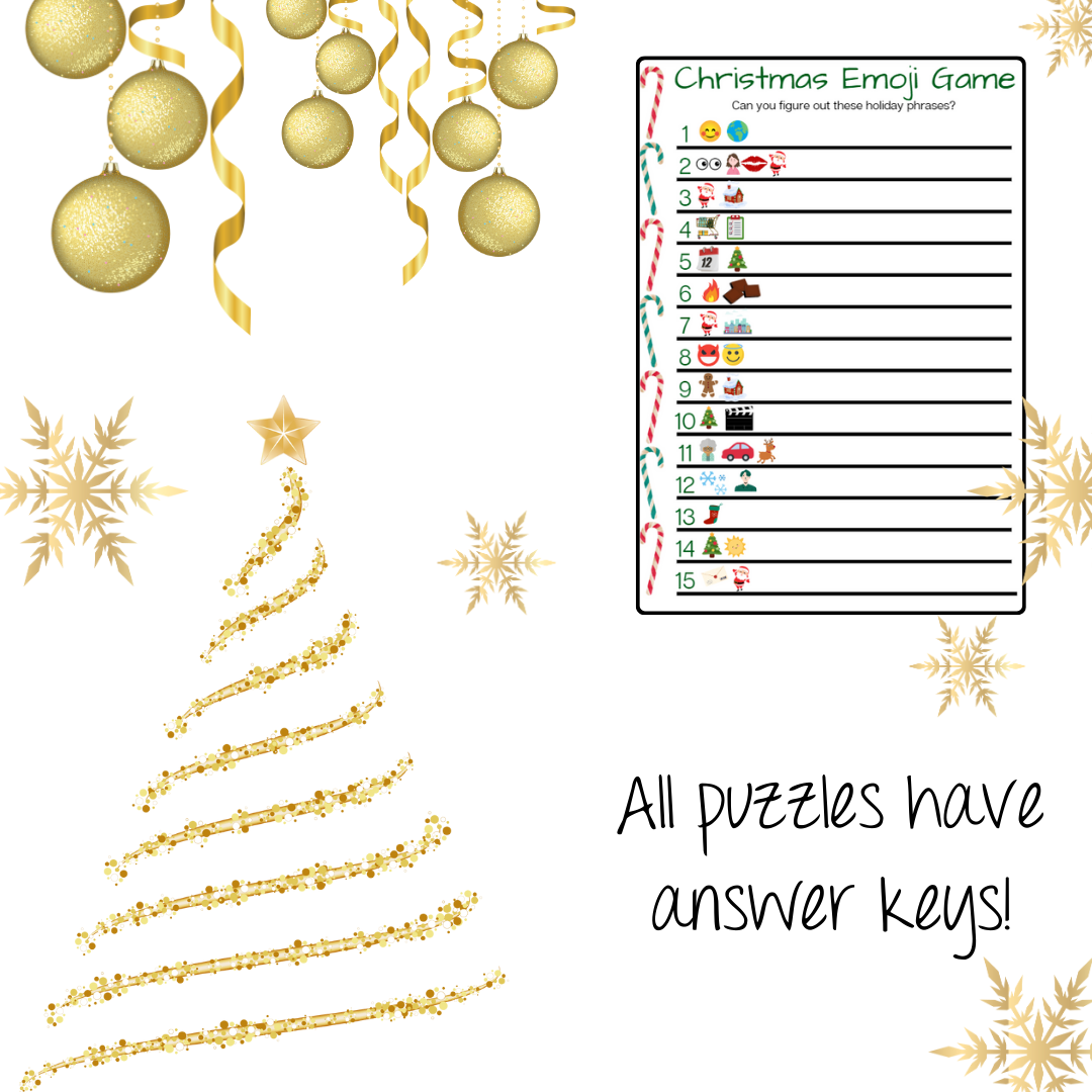 Christmas Games Set 4: 10 Printables for Office or Family Parties | Ugly Sweater Name | Who is like Santa | Cell Phone | Instant Download