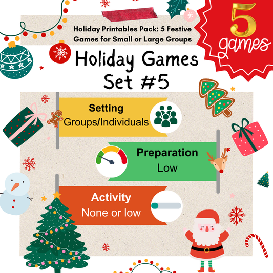 Christmas Games Set 5: 5 Printables for Office or Family Holiday Party | 30 Bingo Cards | Find Candy Name | Christmas Crossword | Instant Download