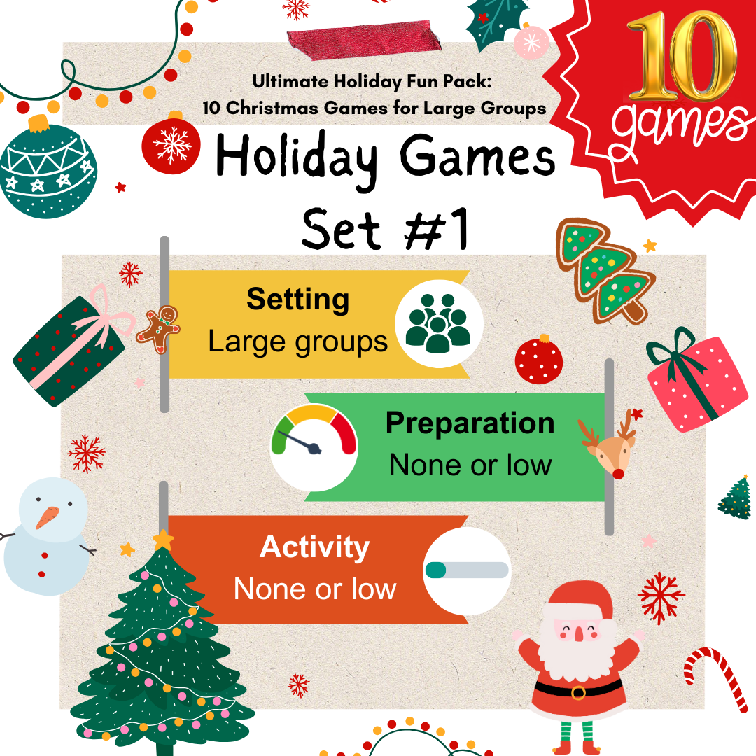 Christmas Games Set 1: Party Games for Large Group | Holiday Office Party | Staff Meeting | White Elephant Gift Exchange | Instant Download