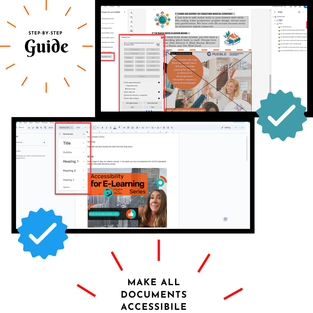 Accessibility: WCAG best practices for Documents, PDFs and Ebooks in Docs, Word, Canva, & Adobe Acrobat | Instant Download