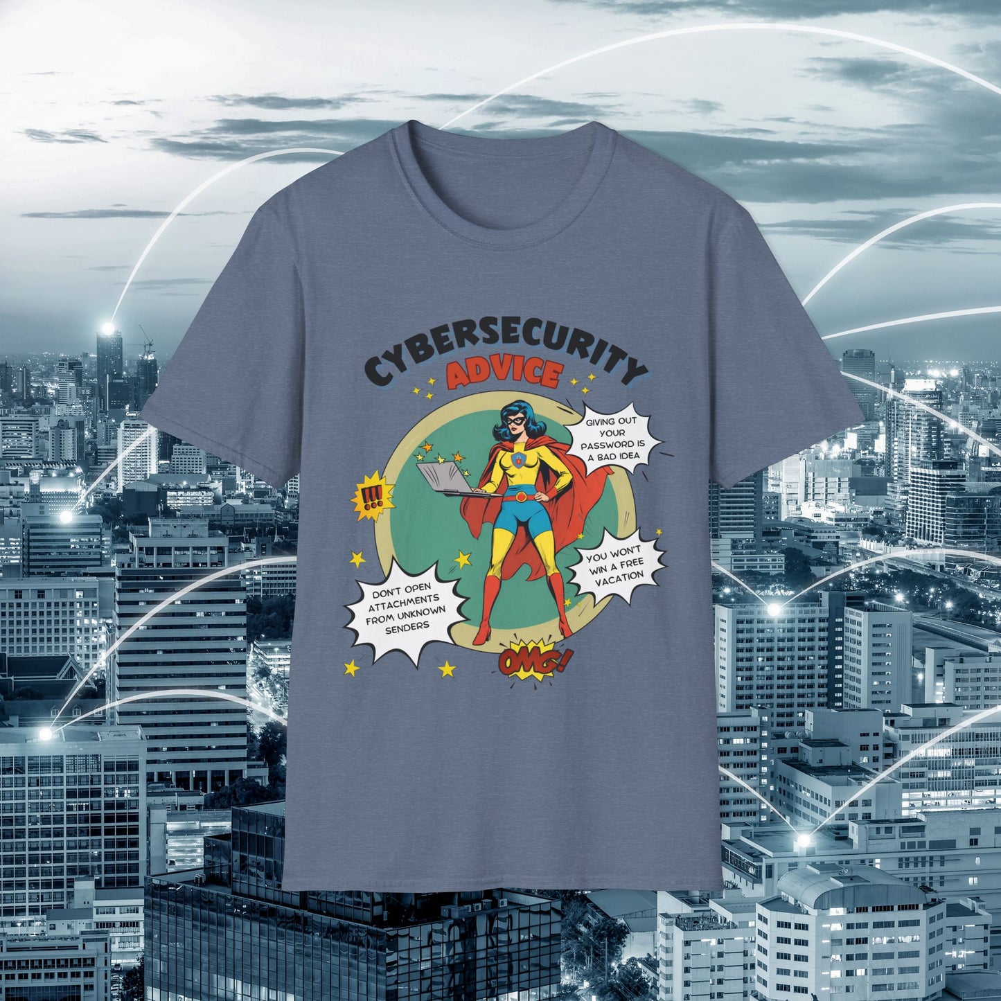 Women in stem Superhero shirt | Female Cybersecurity Advice | Vintage comic style