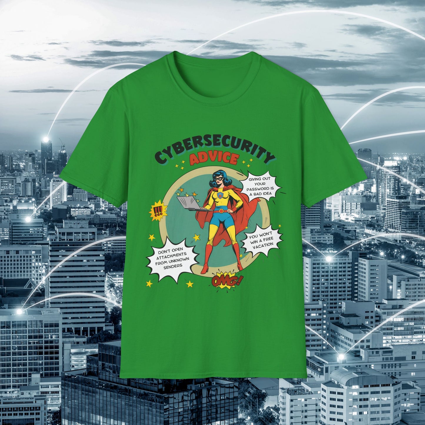 Women in stem Superhero shirt | Female Cybersecurity Advice | Vintage comic style