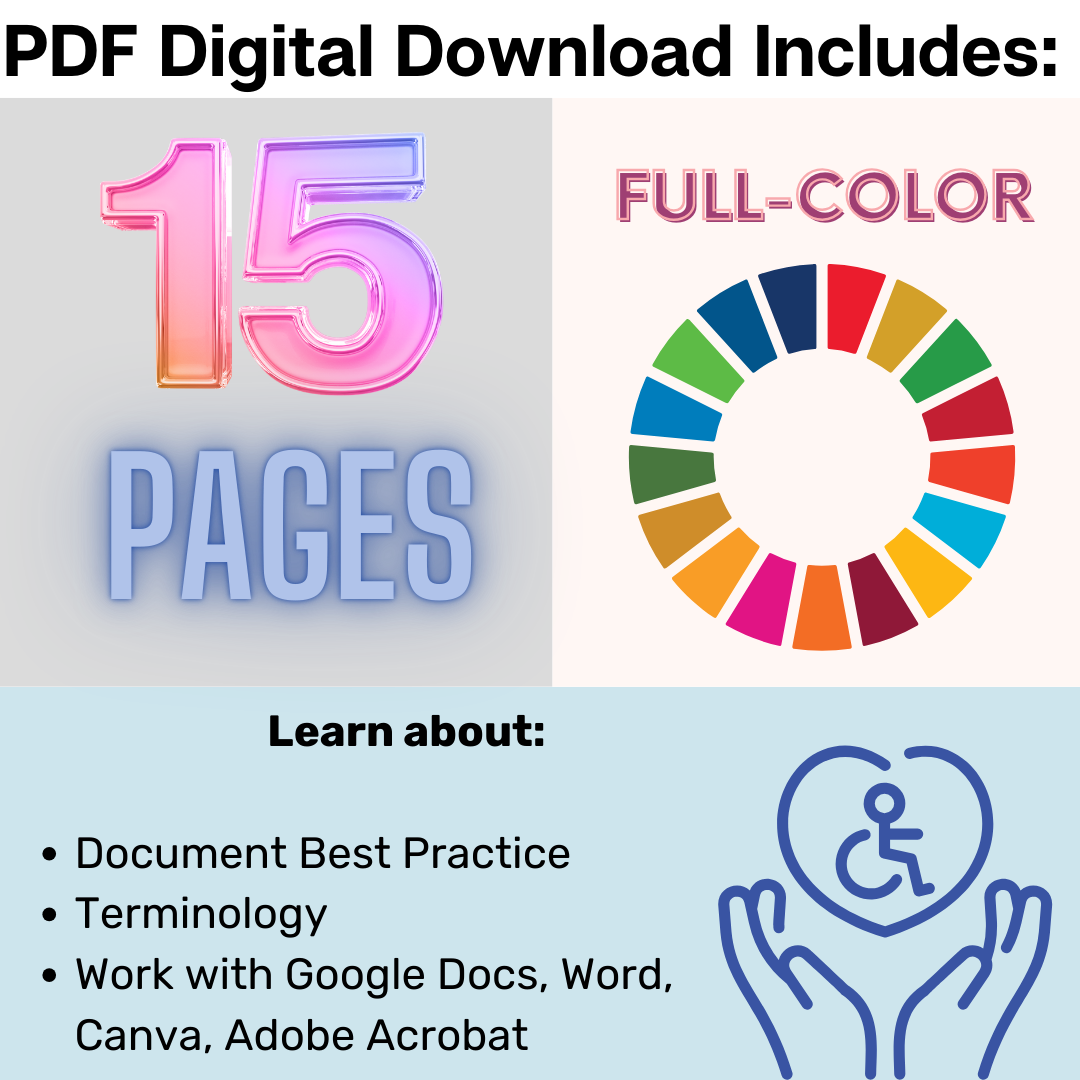 Accessibility: WCAG best practices for Documents, PDFs and Ebooks in Docs, Word, Canva, & Adobe Acrobat | Instant Download