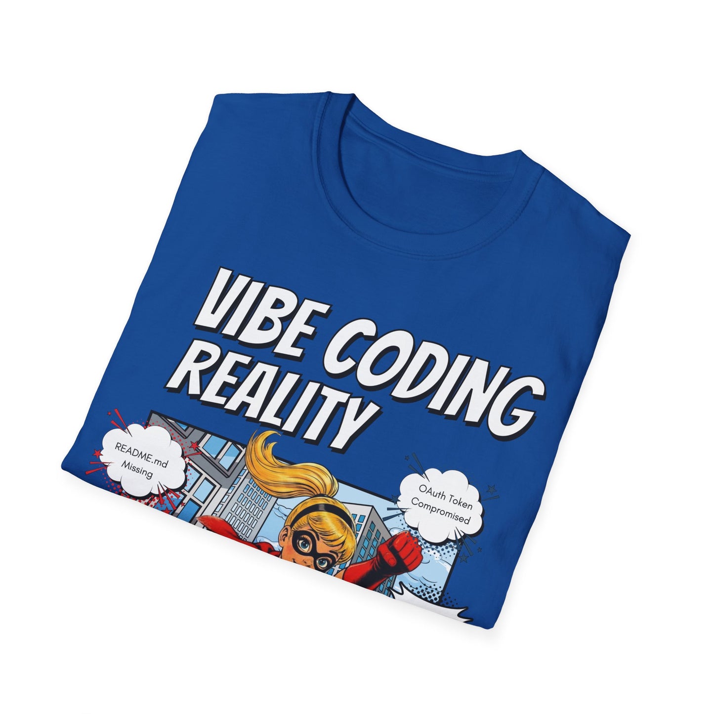 Vibe Coding Reality T-Shirt | Funny Female Senior Dev Super Hero |  Programmer Comic Tee | Vibe Coders are Fueled by Dreams