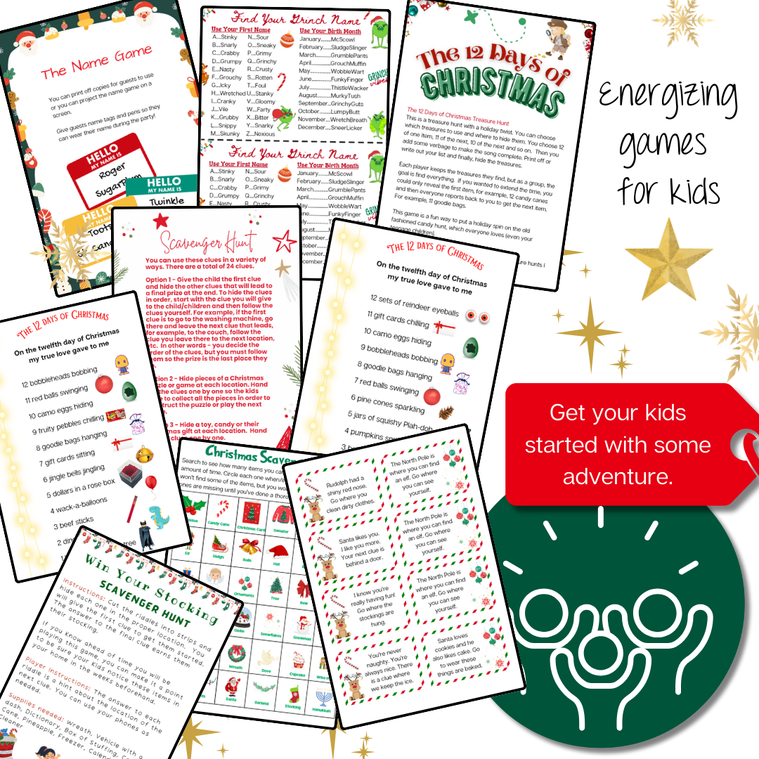 Christmas Hunt Set 1: 5 Christmas Scavenger Hunt for Kids | Stocking Clues | Christmas Games for Children | Rhyming Santa Clues | Instant Download