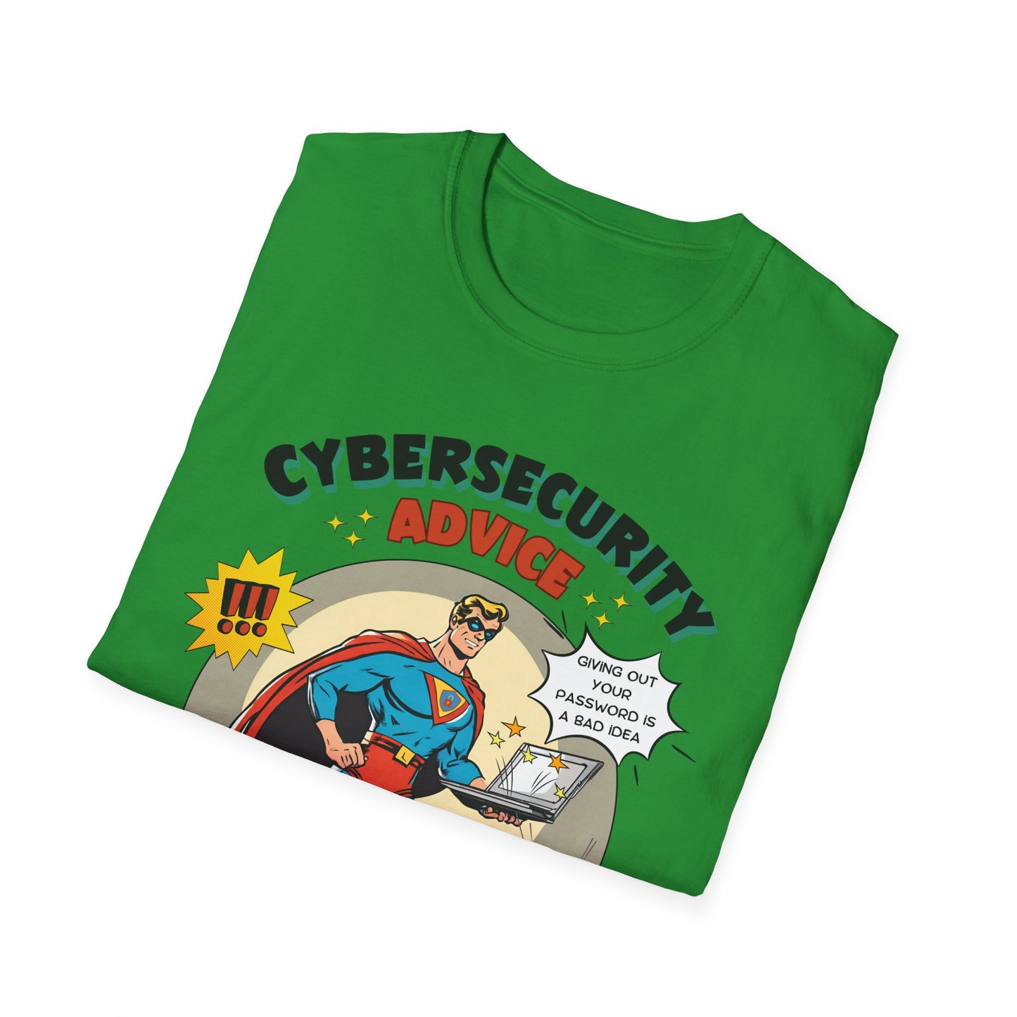 Men in stem Superhero shirt | Male Cybersecurity Advice | Vintage comic style