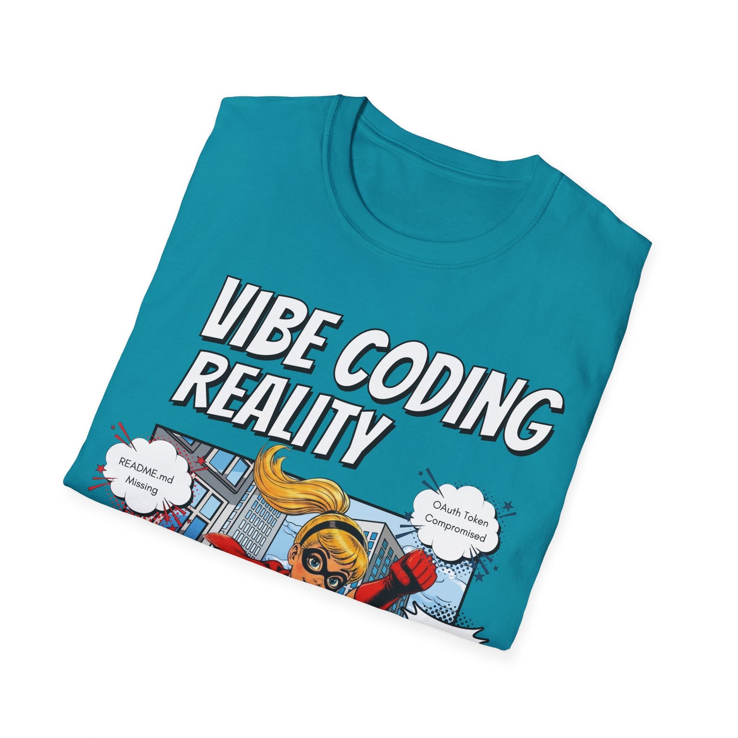 Vibe Coding Reality T-Shirt | Funny Female Senior Dev Super Hero |  Programmer Comic Tee | Vibe Coders are Fueled by Dreams
