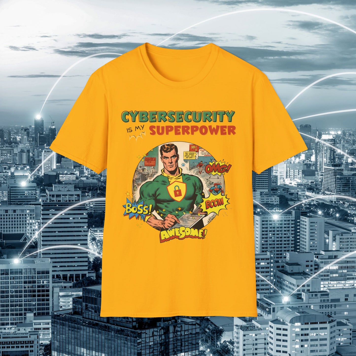 Cyber Security is my Superpower shirt | Cybersecurity Superhero shirt | Vintage Comic book style