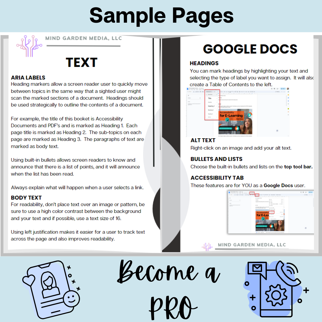 Accessibility: WCAG best practices for Documents, PDFs and Ebooks in Docs, Word, Canva, & Adobe Acrobat | Instant Download