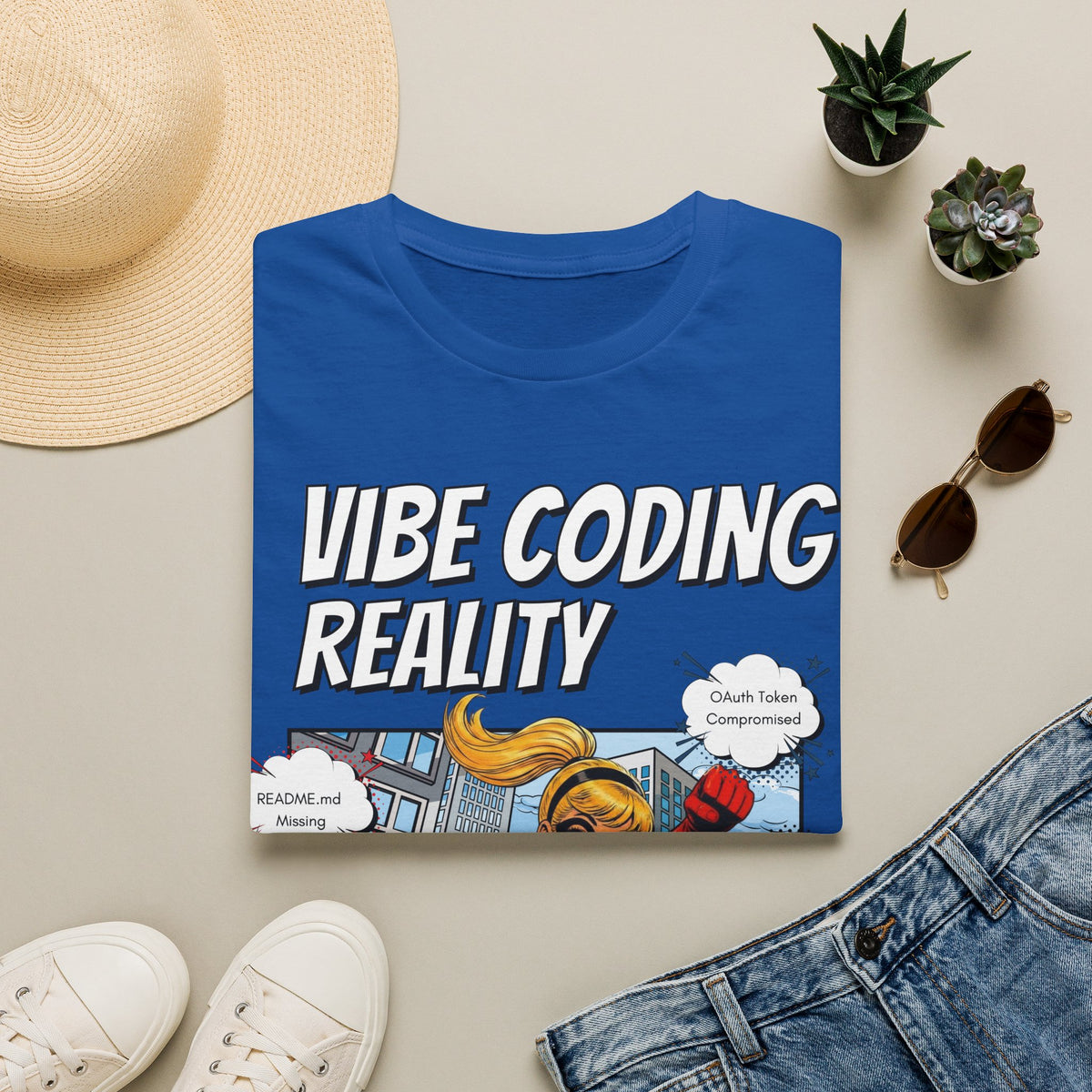 Vibe Coding Reality T-Shirt | Funny Female Senior Dev Super Hero |  Programmer Comic Tee | Vibe Coders are Fueled by Dreams