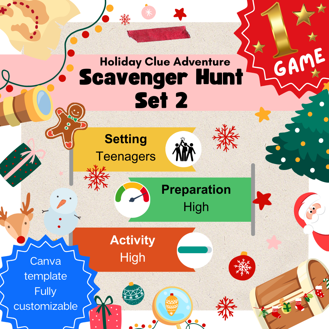 Christmas Hunt Set 2: Holiday Clue Adventure: Who Attacked Rudolph? | Christmas Clue Mystery Game for Teens | Classroom Clue | Instant Download