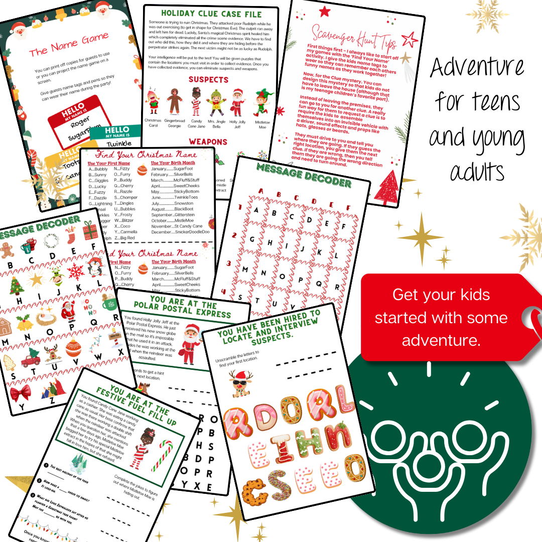 Christmas Hunt Set 2: Holiday Clue Adventure: Who Attacked Rudolph? | Christmas Clue Mystery Game for Teens | Classroom Clue | Instant Download