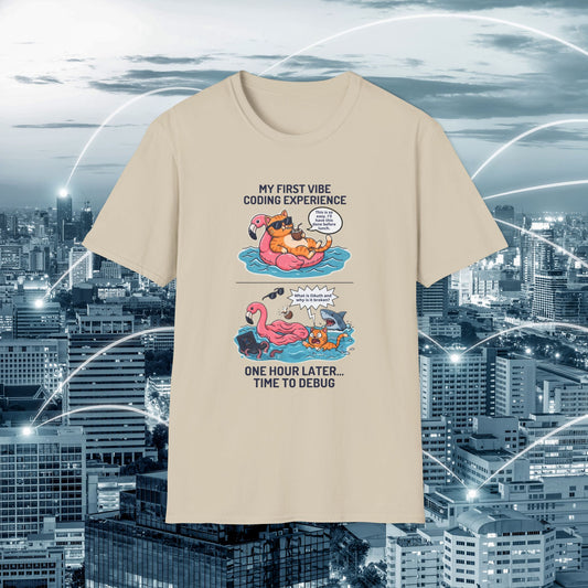 Hilarious Vibe Coder shirt | Cat is Vibe Coding until it's time to Debug | Debugging Nightmare for Vibe Coders | Funny Tech shirt