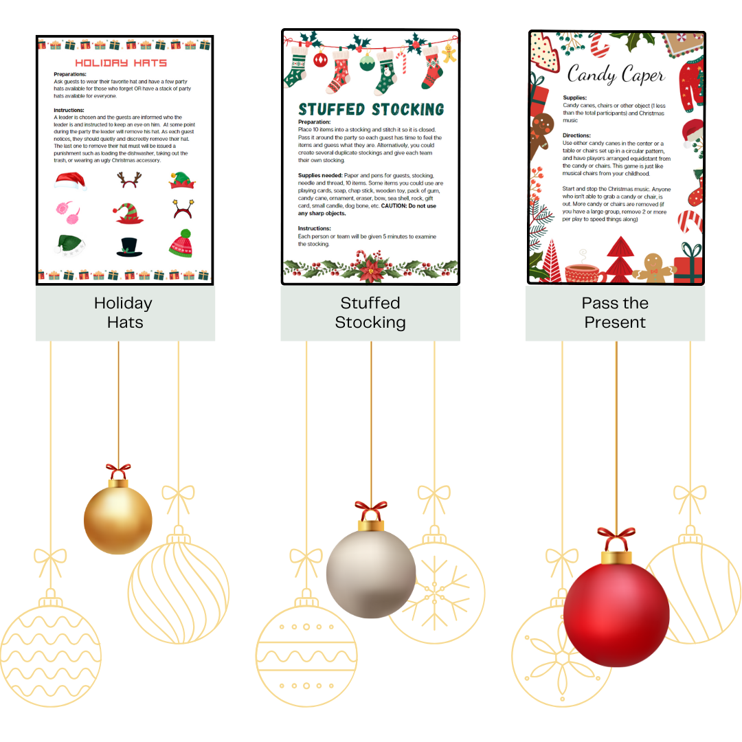 Christmas Games Set 1: Party Games for Large Group | Holiday Office Party | Staff Meeting | White Elephant Gift Exchange | Instant Download