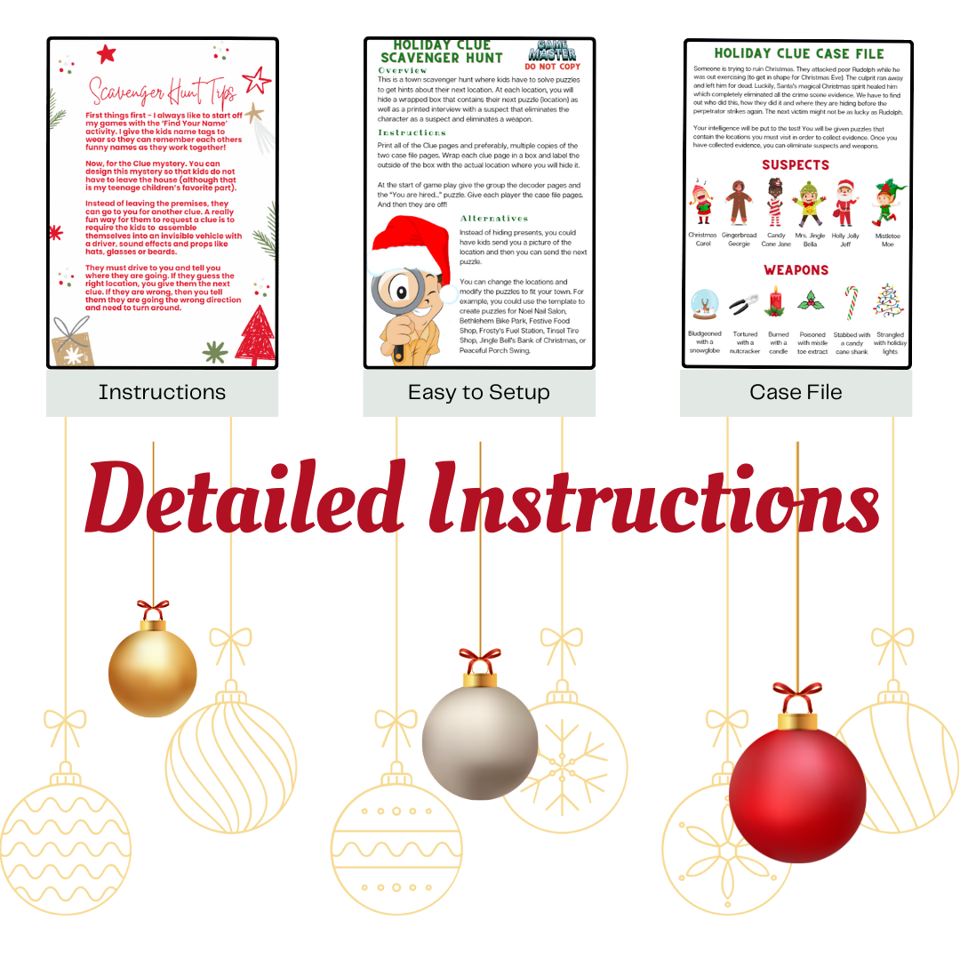 Christmas Hunt Set 2: Holiday Clue Adventure: Who Attacked Rudolph? | Christmas Clue Mystery Game for Teens | Classroom Clue | Instant Download