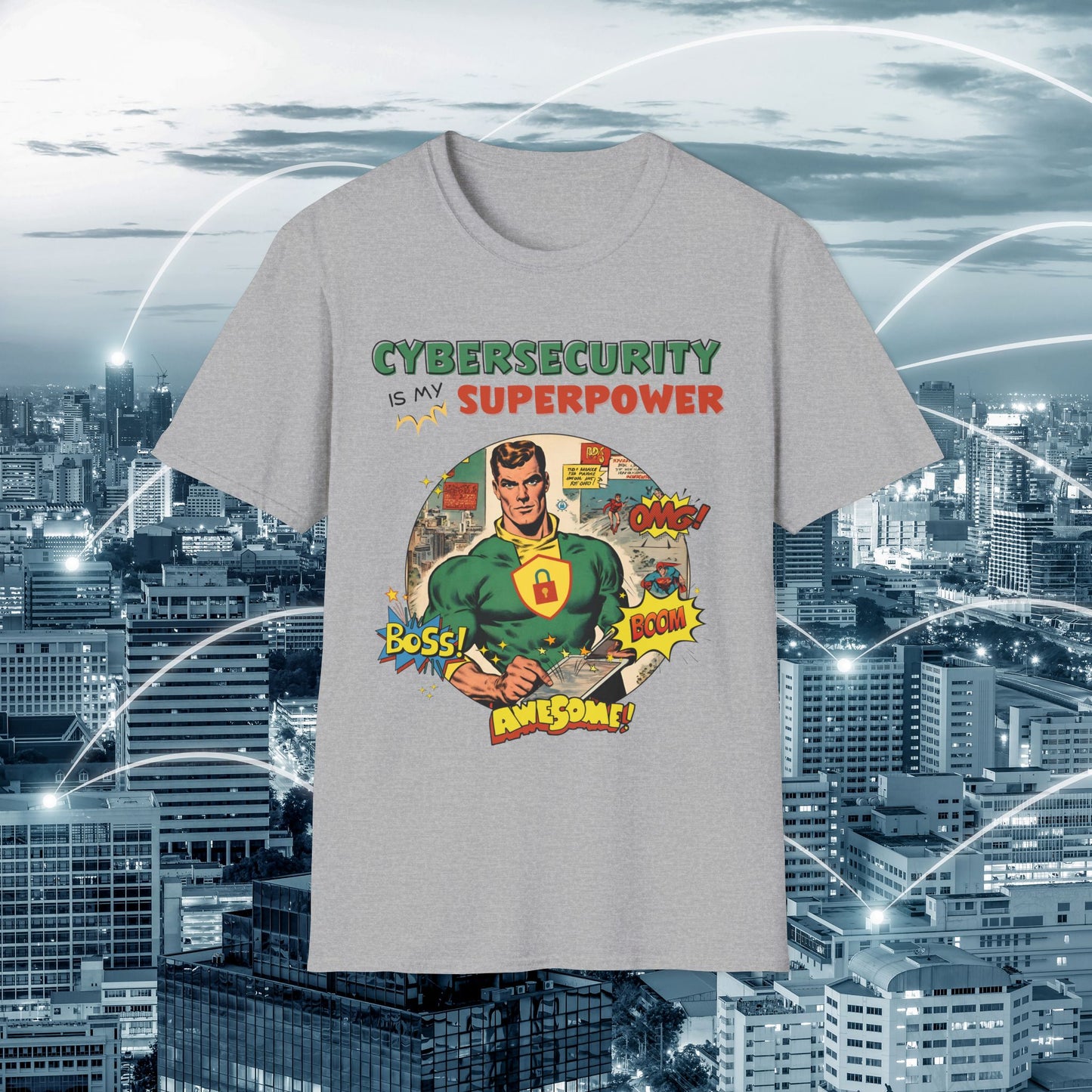 Cyber Security is my Superpower shirt | Cybersecurity Superhero shirt | Vintage Comic book style