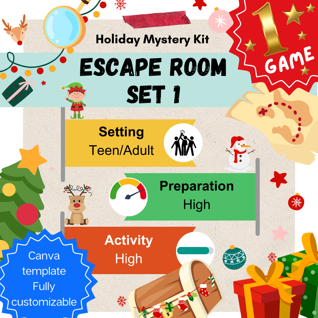 Christmas Escape Room Set 1: Save Santa from Scrooge and the Grinch | Christmas Game for Kids | Team Game | Instant Download