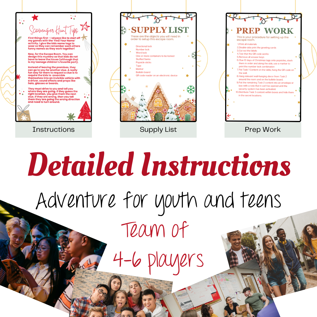 Christmas Escape Room Set 1: Save Santa from Scrooge and the Grinch | Christmas Game for Kids | Team Game | Instant Download