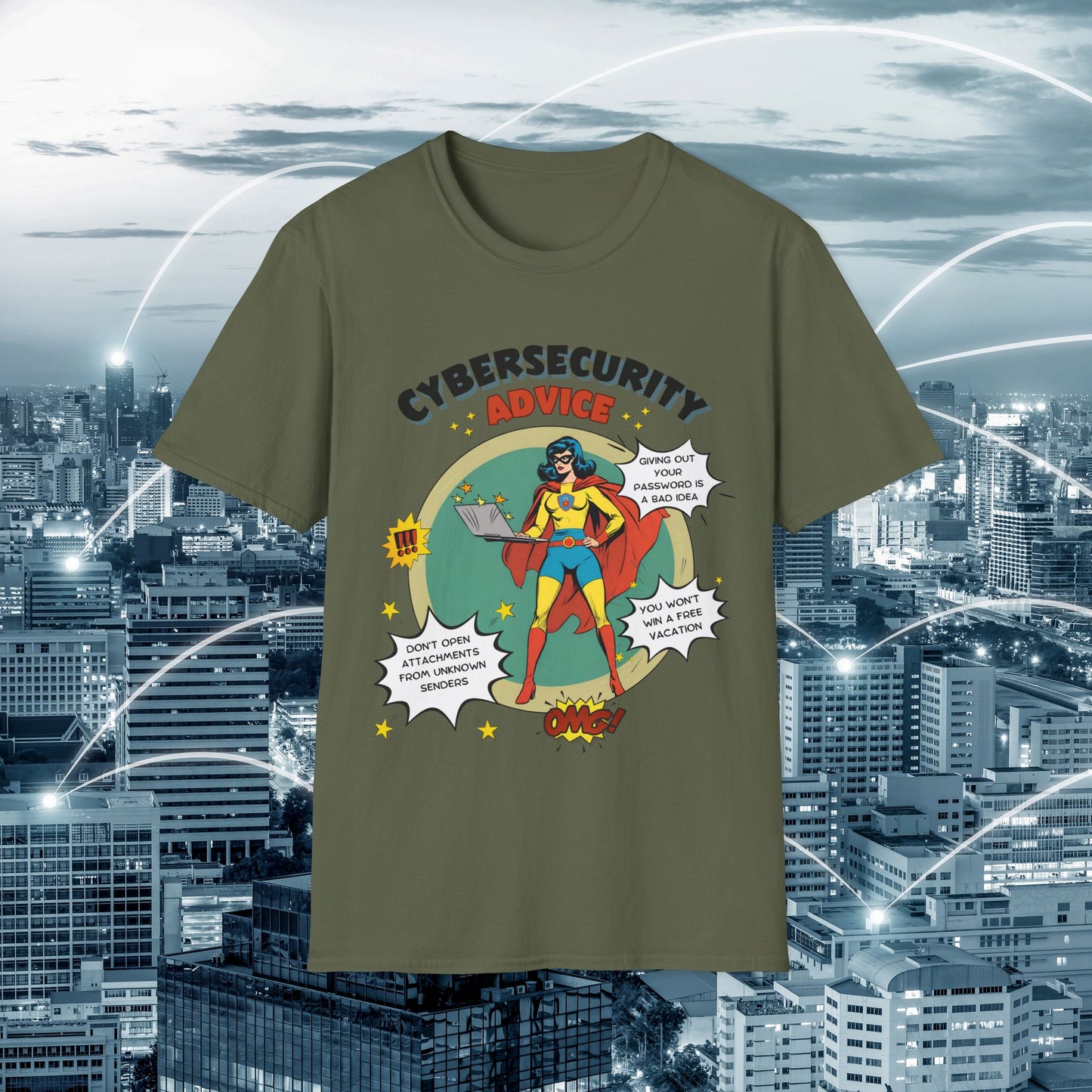 Women in stem Superhero shirt | Female Cybersecurity Advice | Vintage comic style
