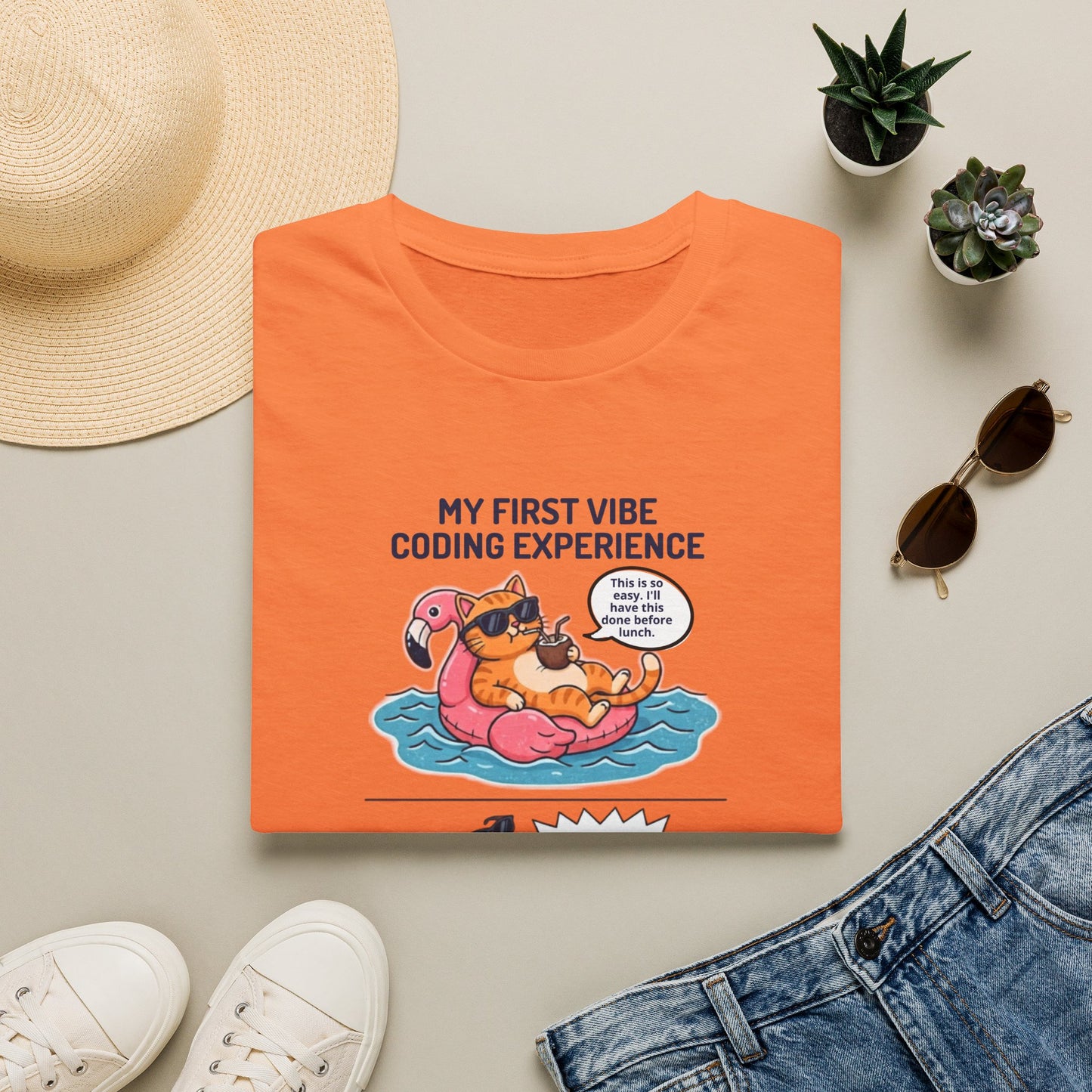 Hilarious Vibe Coder shirt | Cat is Vibe Coding until it's time to Debug | Debugging Nightmare for Vibe Coders | Funny Tech shirt