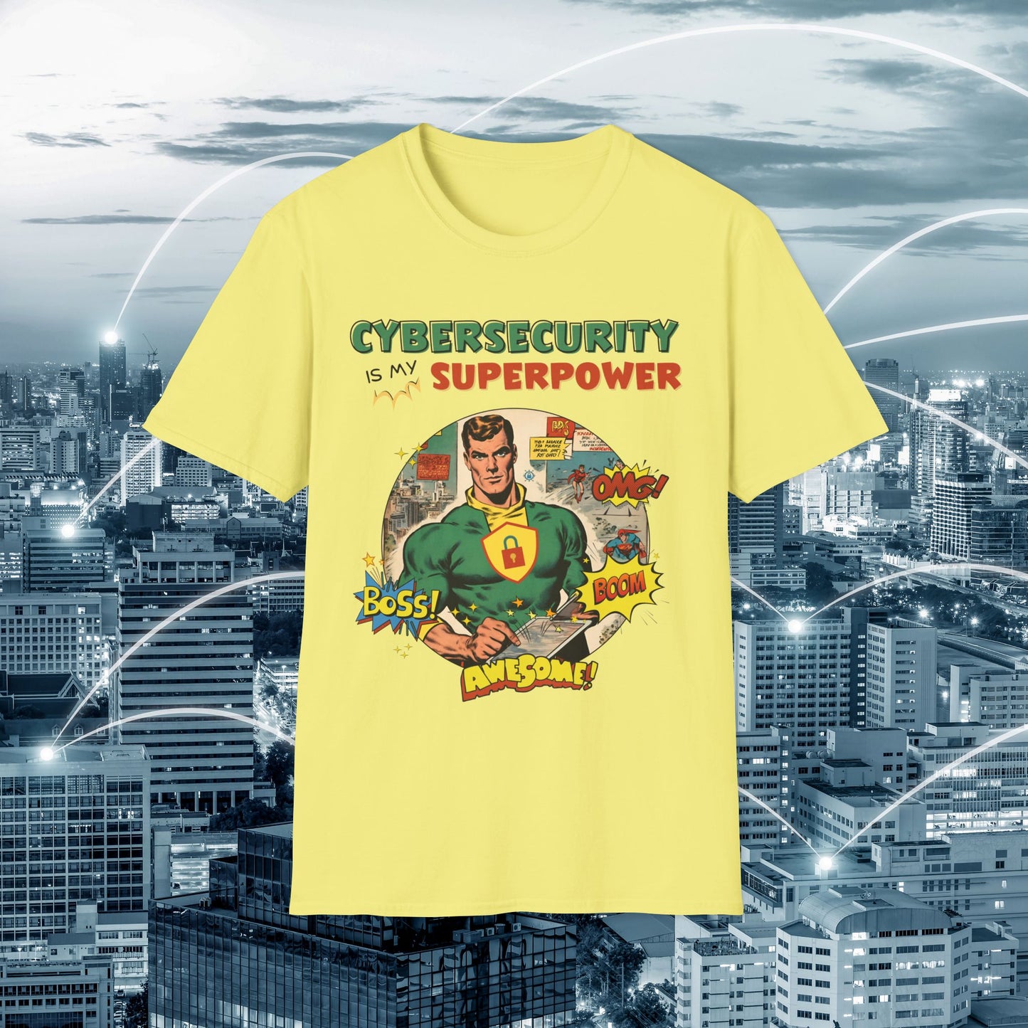 Cyber Security is my Superpower shirt | Cybersecurity Superhero shirt | Vintage Comic book style