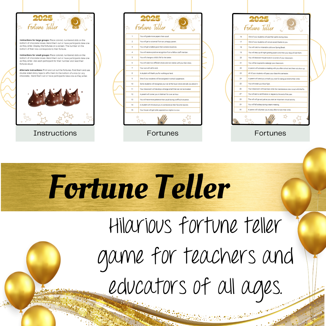 New Years Games Set 1: 5 Games for Teacher Meetings | 2024 New Years Challenges for Educators | Find Your 2025 Teacher Name | Staff Meetings  Instant Download