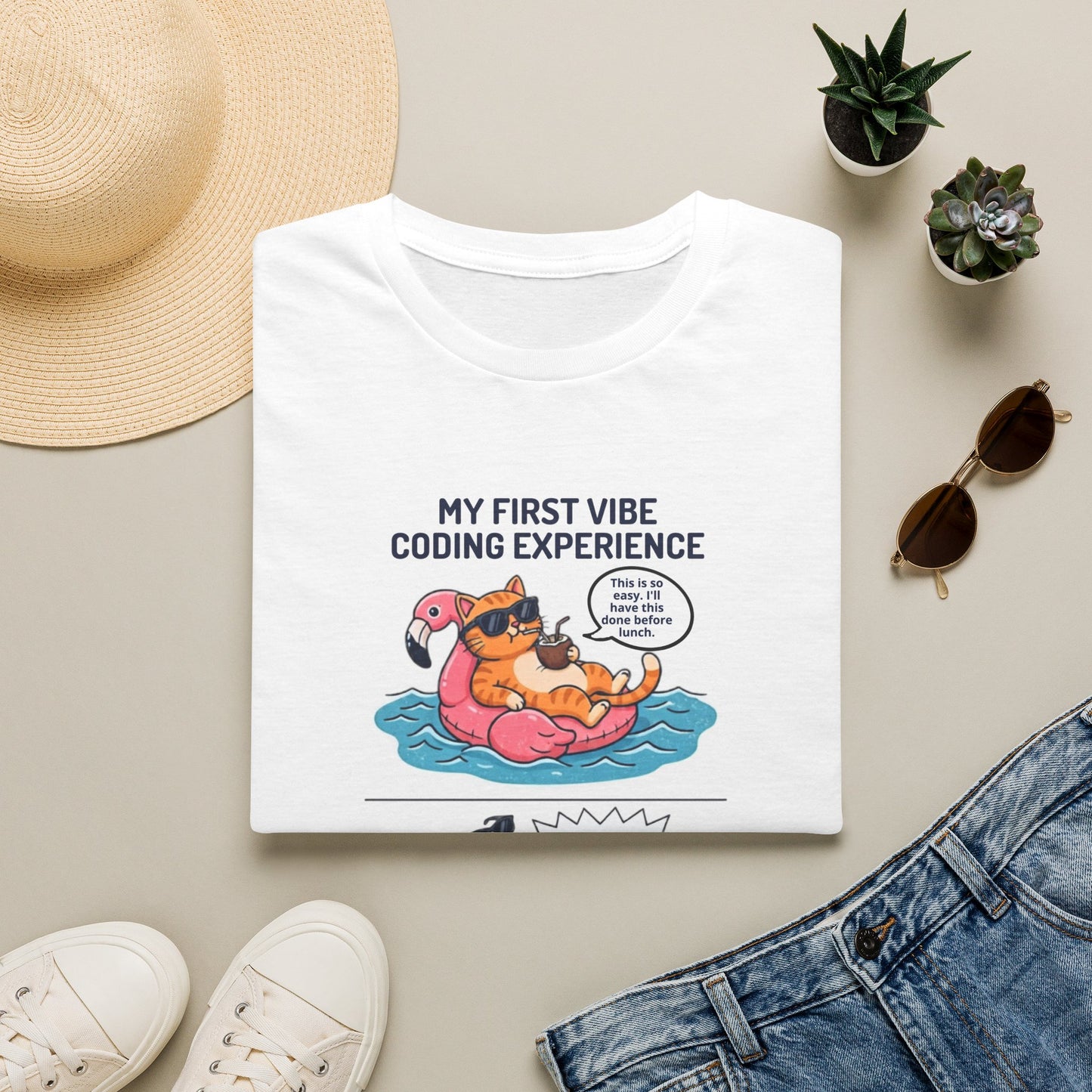 Hilarious Vibe Coder shirt | Cat is Vibe Coding until it's time to Debug | Debugging Nightmare for Vibe Coders | Funny Tech shirt