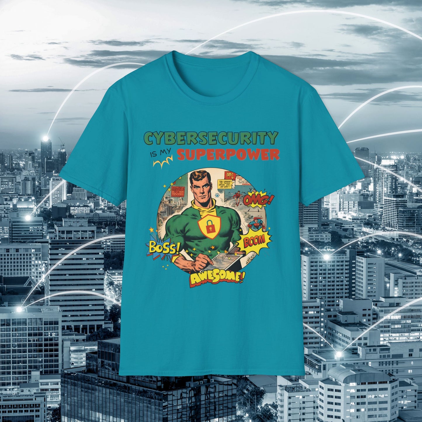 Cyber Security is my Superpower shirt | Cybersecurity Superhero shirt | Vintage Comic book style