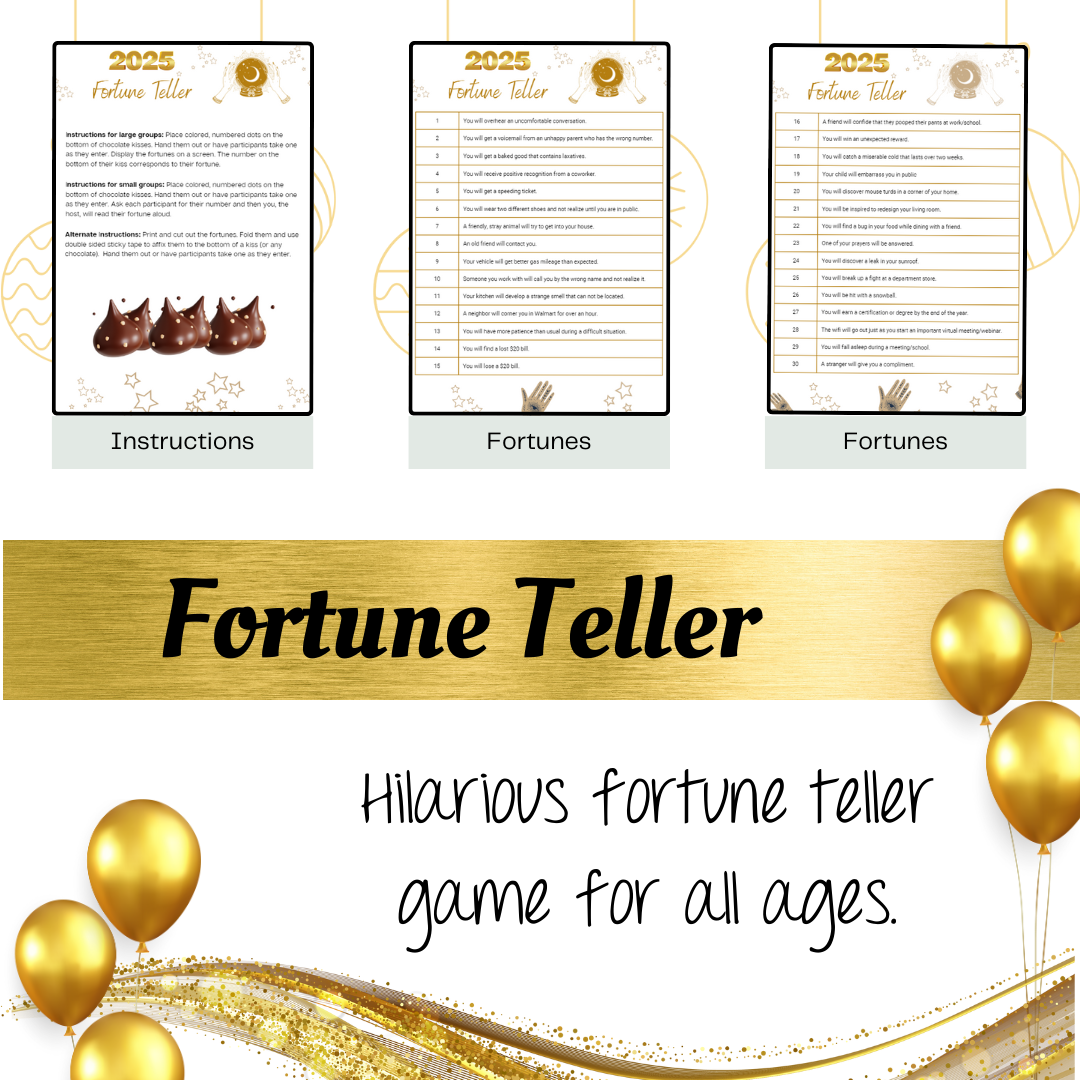 New Years Games Set 2: 5 Games for NYE Party | New Years Eve Party Challenges for Adults and Kids | Holiday Team Challenges for NYE Party  Instant Download