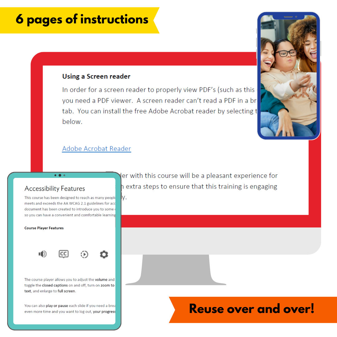 Accessibility: Instructions to Include with an Articulate Storyline SCORM course | Reusable Word document | Instant Download