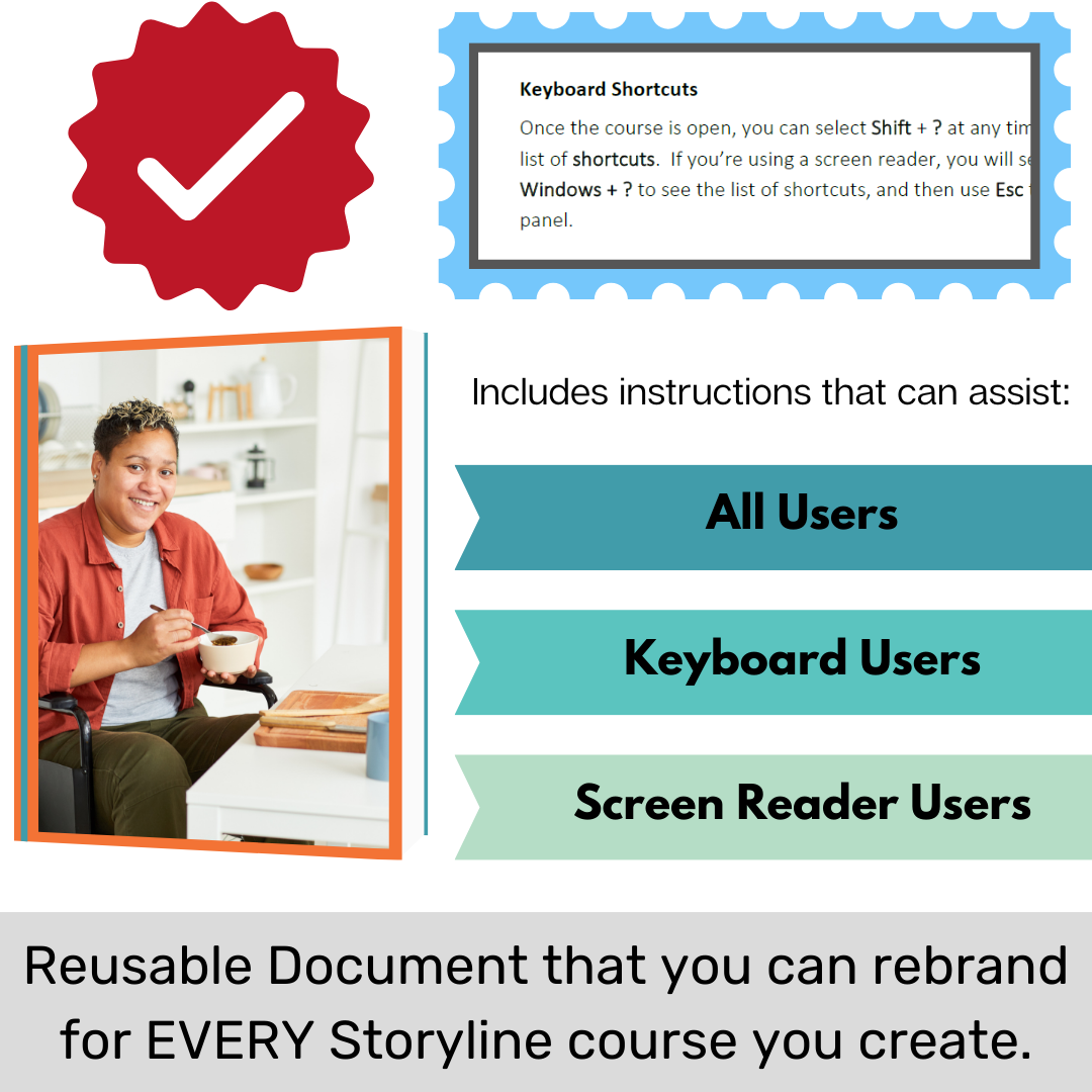 Accessibility: Instructions to Include with an Articulate Storyline SCORM course | Reusable Word document | Instant Download