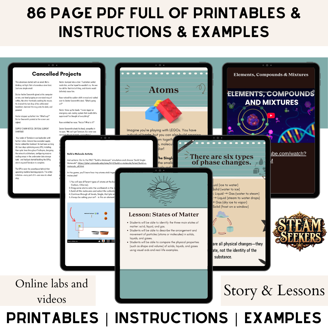 STEAM Seekers | Middle School Substances & Phases of Matter Curriculum | Math & Science Lesson Plans