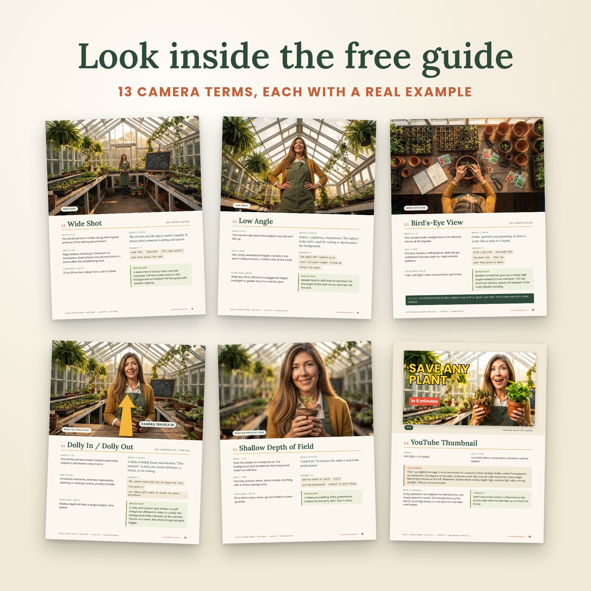 FREE GIFT: AI Images & Video 20-page guide that shows how one camera word changes an AI image, with a real example for every term.