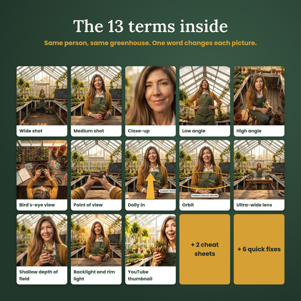 FREE GIFT: AI Images & Video 20-page guide that shows how one camera word changes an AI image, with a real example for every term.