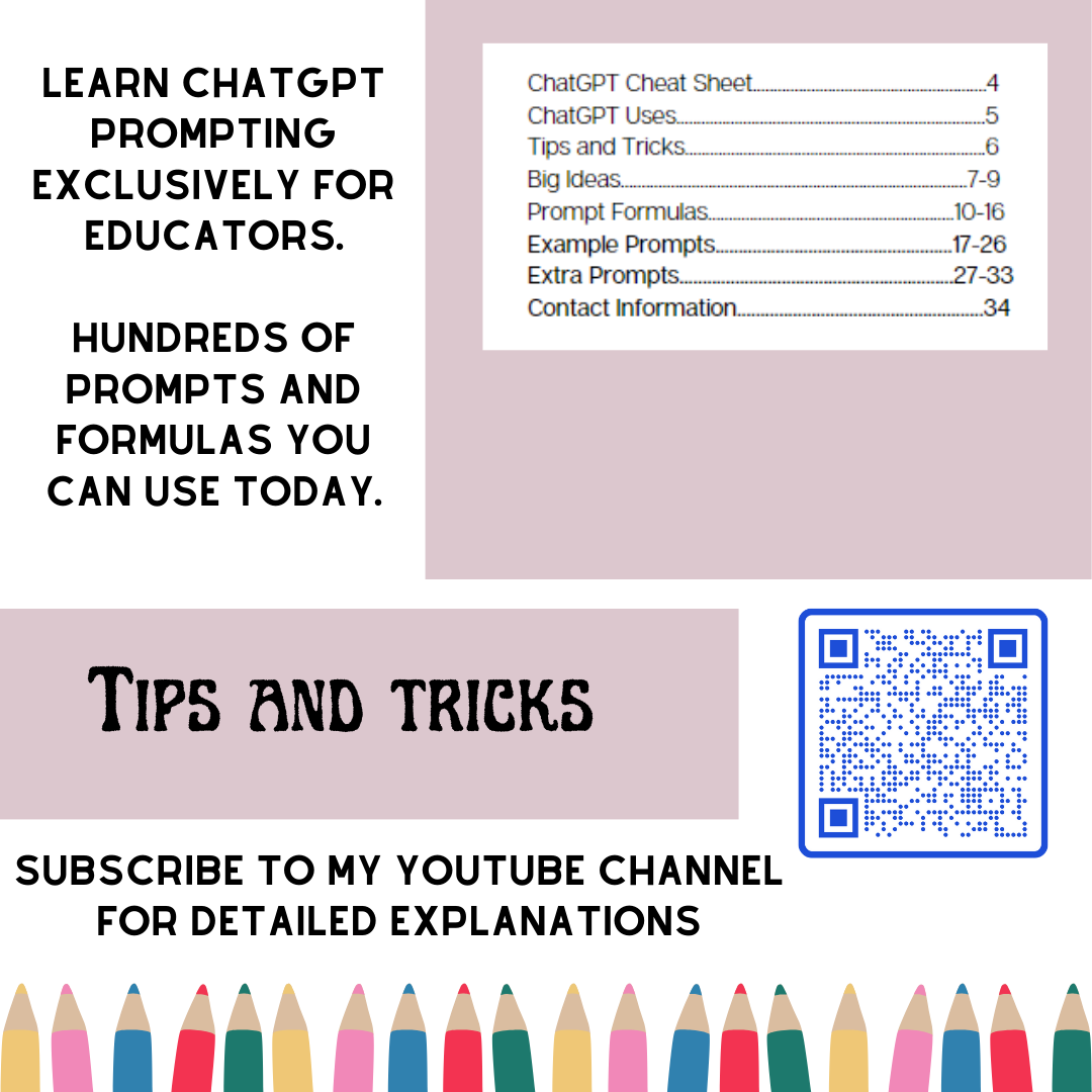 Teachers Guide: ChatGPT for teachers 100 ChatGPT prompts for teachers & educators | ChatGPT for education ChatGPT AI Prompt Engineering f Instant Download