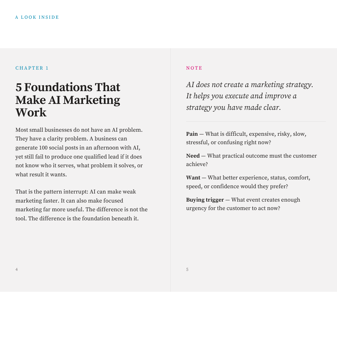 Digital Download AI Marketing for the Small Business | A Practical System for Attracting Customers, Saving Time, and Growing Sales with AI