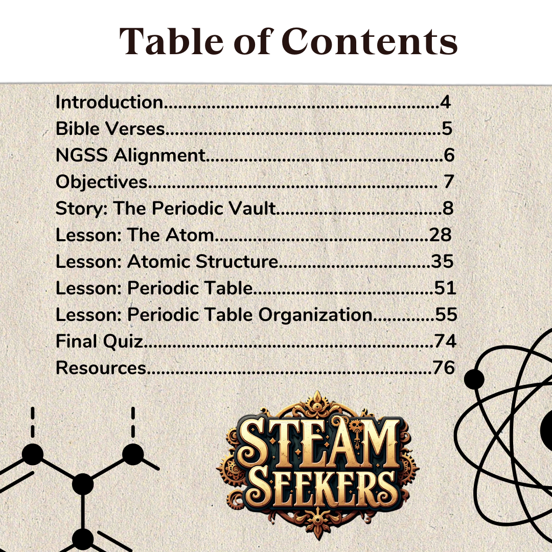 STEAM Seekers | Middle School Atomic Structure and Periodic Table Curriculum | Math & Science Lesson Plans