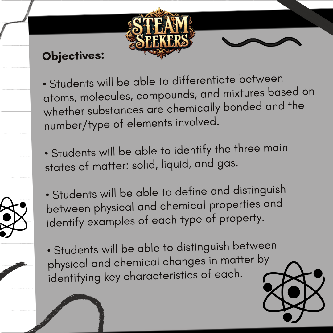 STEAM Seekers | Middle School Substances & Phases of Matter Curriculum | Math & Science Lesson Plans