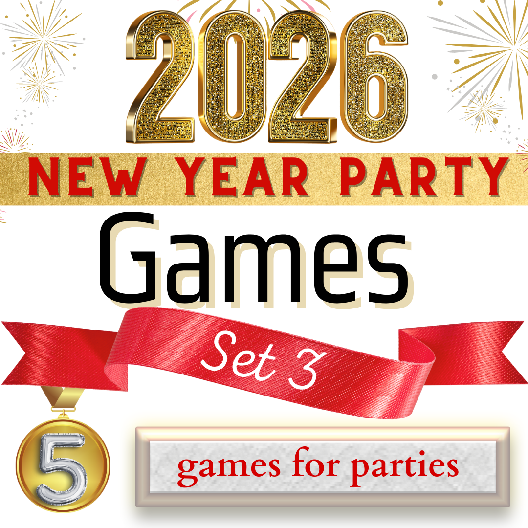 New Years Games Set 3: 5 NYE Games for 2024 New Years Eve Party | Customized for 2024 | Find Your 2025 Year of the Snake Name | Instant Download