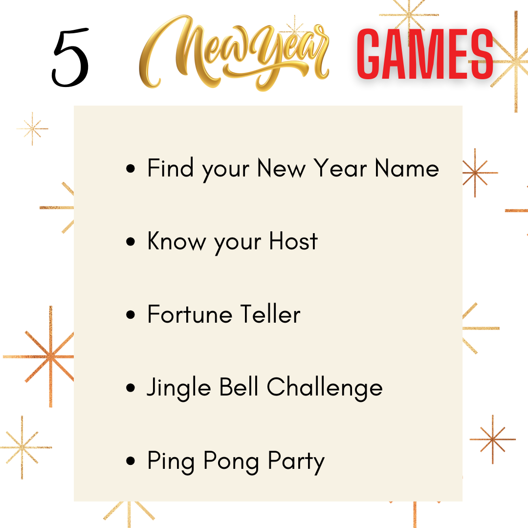 New Years Games Set 2: 5 Games for NYE Party | New Years Eve Party Challenges for Adults and Kids | Holiday Team Challenges for NYE Party  Instant Download